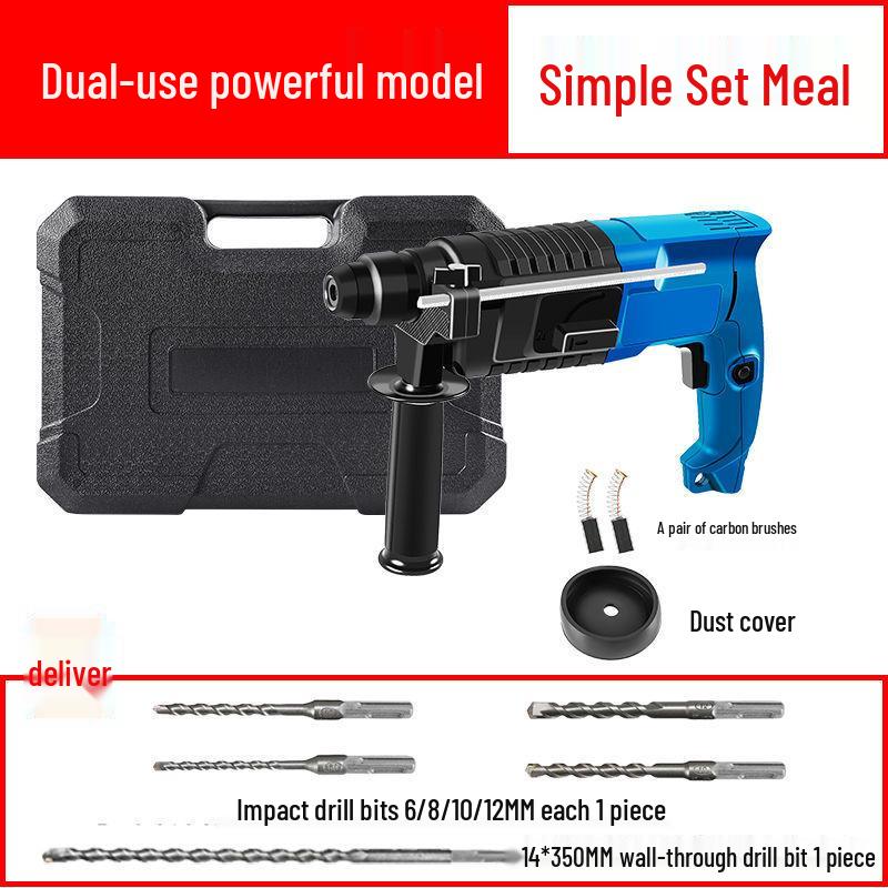 Multifunctional Lightweight High-Power Electric Hammer, Pick, and Drill for Household and Industrial Grade Concrete Impact.