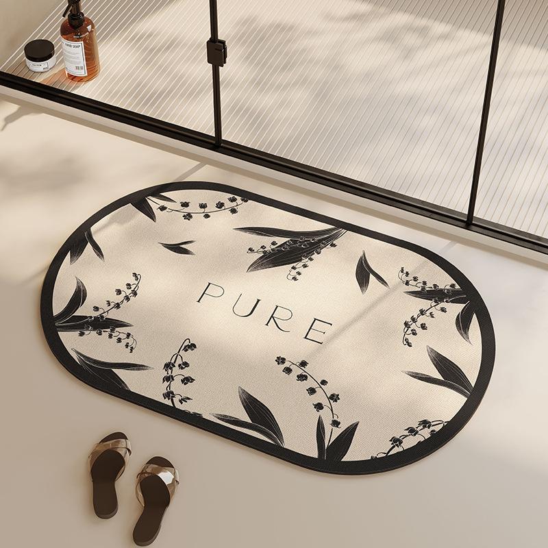 Tulip Bathroom Floor Mat Soft Diatom Mud Water Absorption Quick Dry Household Dry Wet Separation Toilet Bathroom Bath Foot Mat