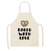 Cake Letters Women's  Kitchen Cotton Linen Apron Black Bib Household CleaningCooking