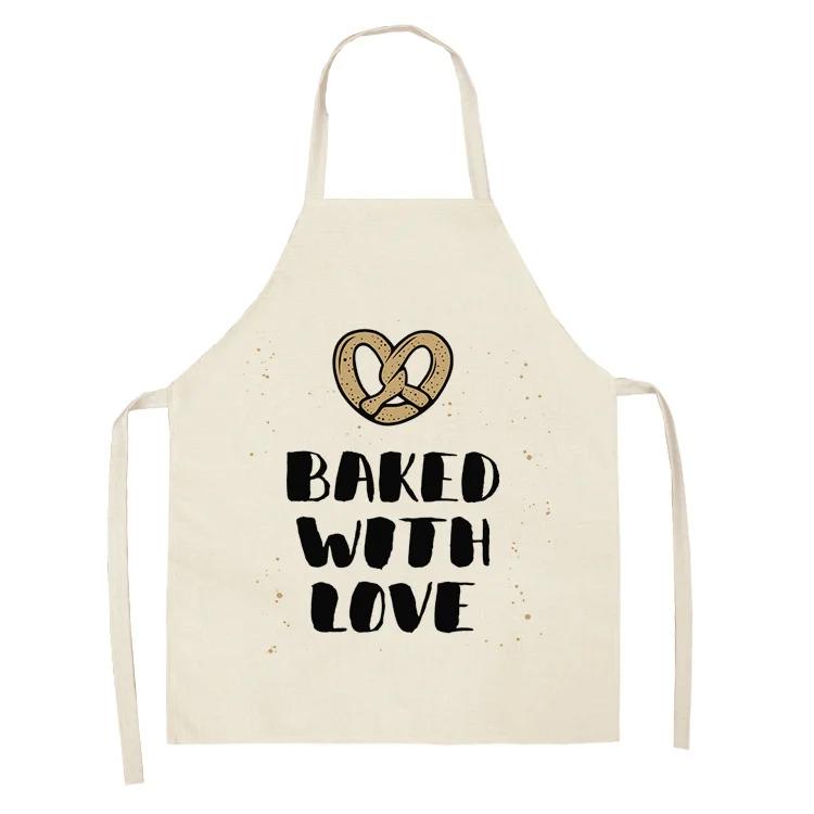 Cake Letters Women's  Kitchen Cotton Linen Apron Black Bib Household CleaningCooking