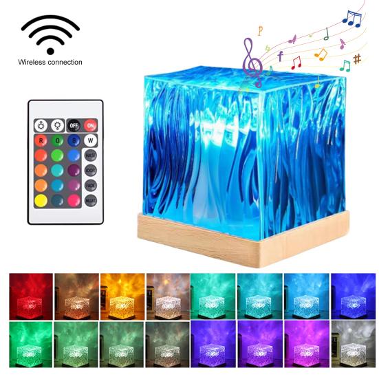 Aurora Projector Night Light Ambient Lighting with Remote Control Rechargeable Portable Water Ripple Effect LED Lamp for Bedroom Living Room
