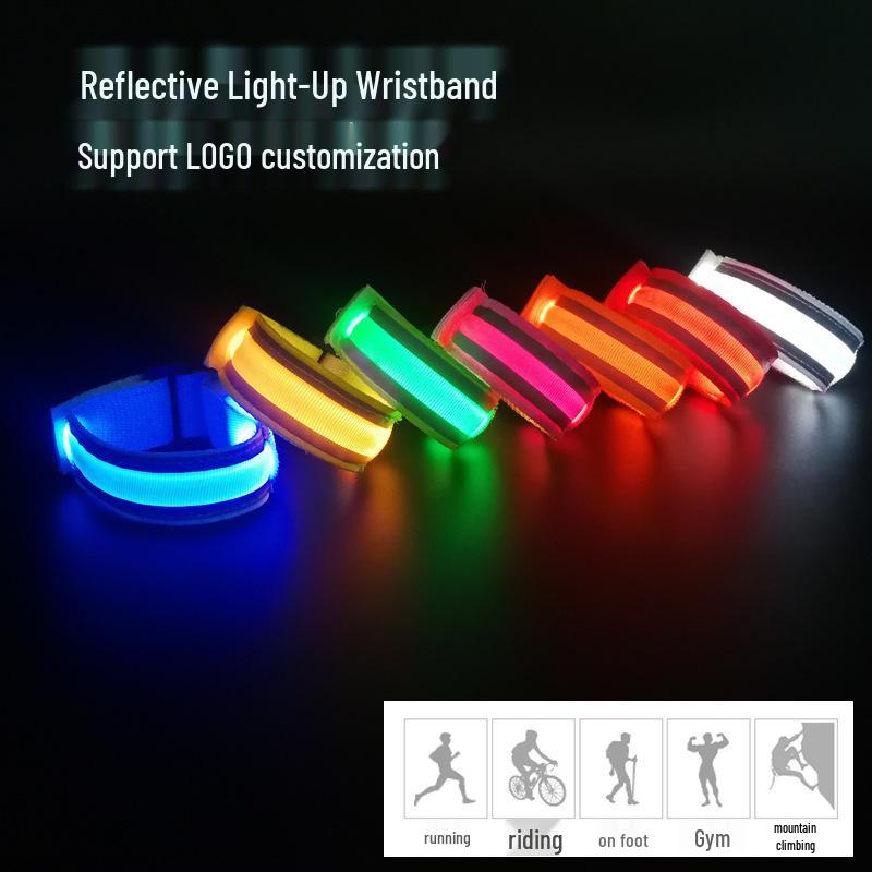 LED Reflective Flashing Wristband for Running, Cycling, Mountaineering - Custom Logo Available
