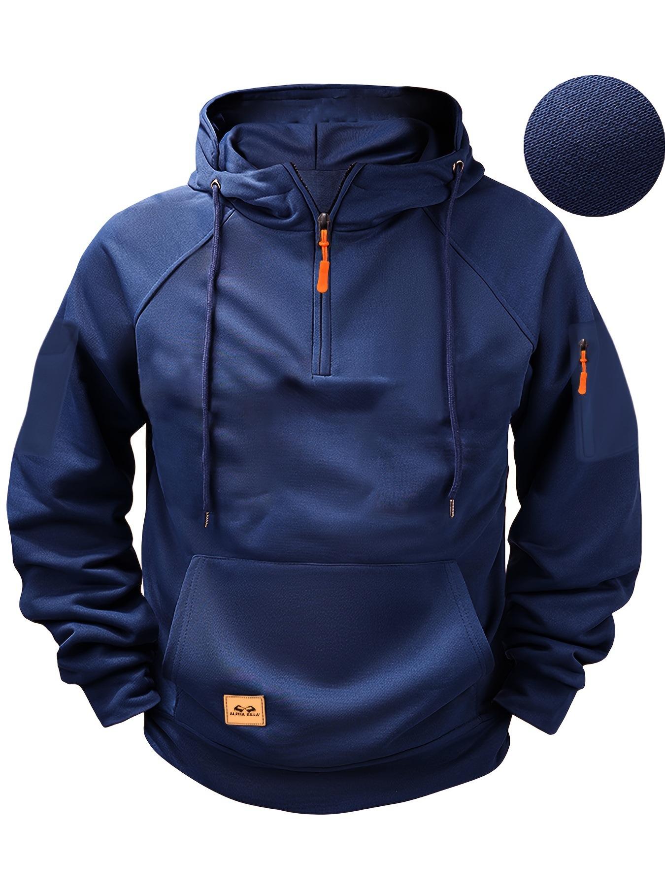 

Autumn and winter men s casual sports multi zipper arm pocket hoodie pullover hooded sweatshirt sports casual sweatshirt 3XL