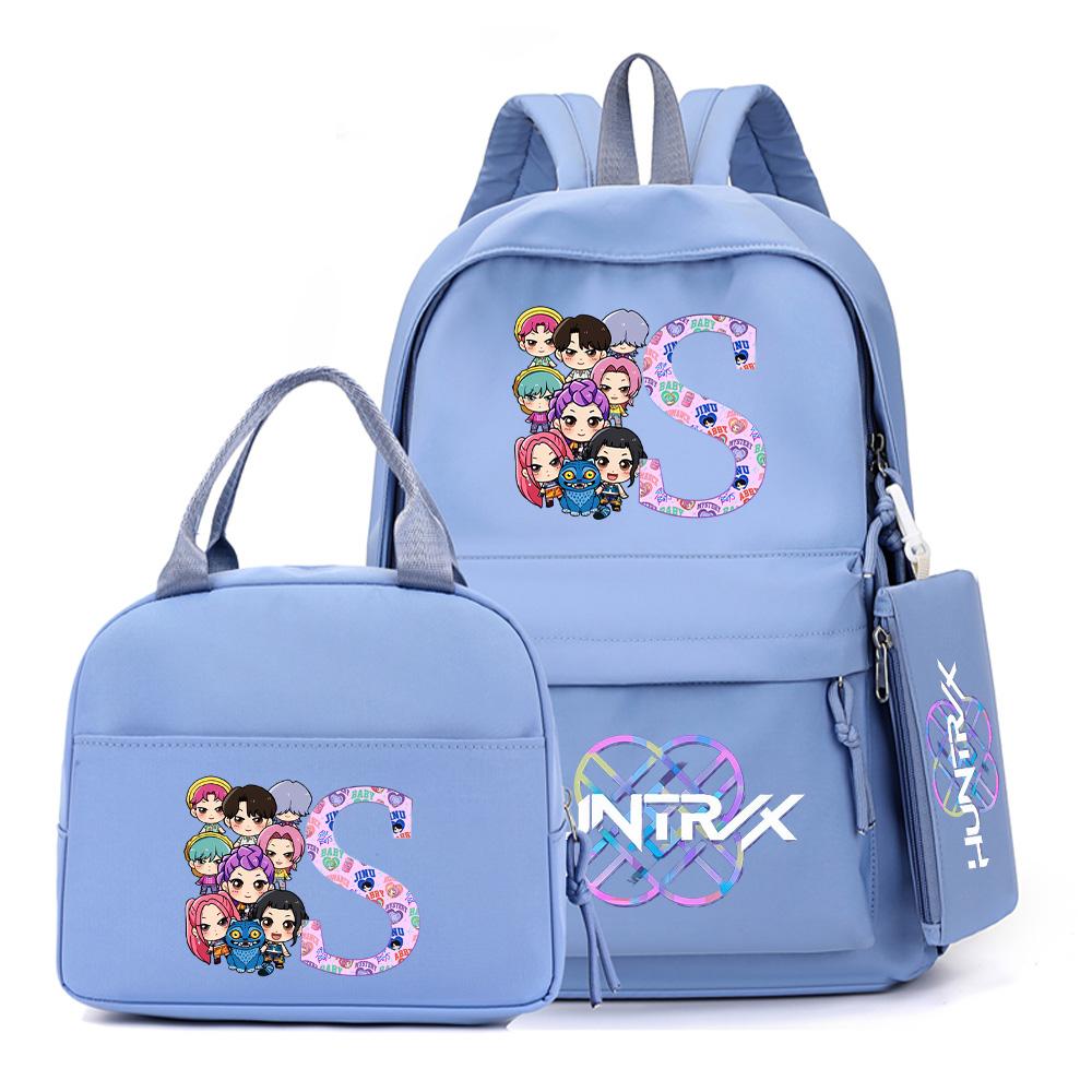 3Pcs/set 26 English Letter K-Pop Printed Backpack with Handbag Pencil Case for Teenager Student Boy Girl Bookbag Women Large Capacity Travel Bag