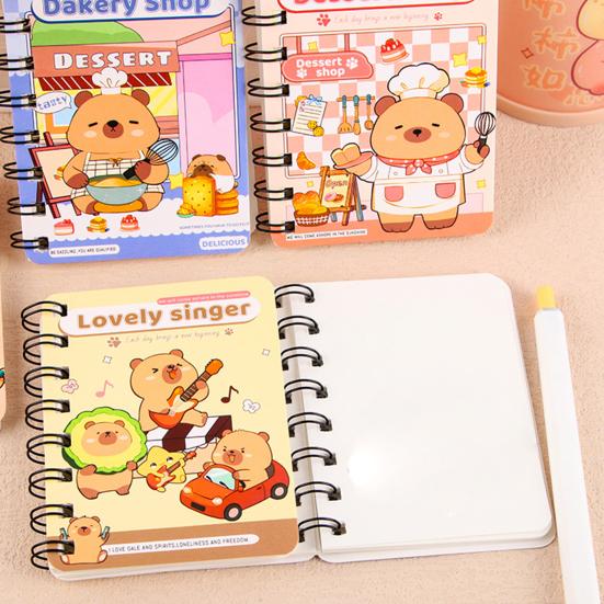 2 Stuks Capybara Mini Spiraal Notitieboekjes A7 3,2 x 4,1 Inch Notitieboekjes 80 Blanco Pagina's Journal Draagbaar Schattig Memo Blokjes voor School Kinderen Studenten Cadeaus