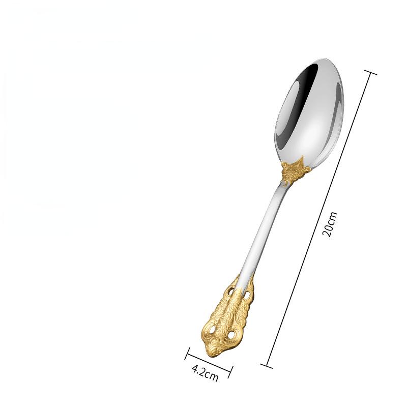 1 Pieces Luxury Gold Plated Cutlery Set Vintage Western Stainless Steel Tableware Wedding Engraving Dinnerware Knife Fork Spoon