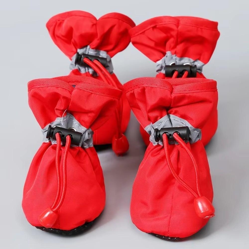 4Pcs Anti-Slip Pet Dog Shoes Waterproof Adjustable Drawstring Dog Booties Does Not Fall Off Wear-Resistant Anti-slip Rain Boots