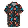 Summer New Plus Size Hong Kong Style Men's Shirt with Digital Printing Casual Short Sleeved Shirt for Men