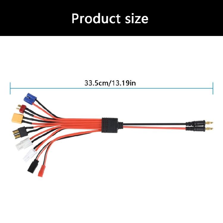 8Port Banana Plugs to FUTABA, EC3, XT60, JST Splitter MultiInterface Adapters Wire for Simultaneous Device Power Supply
