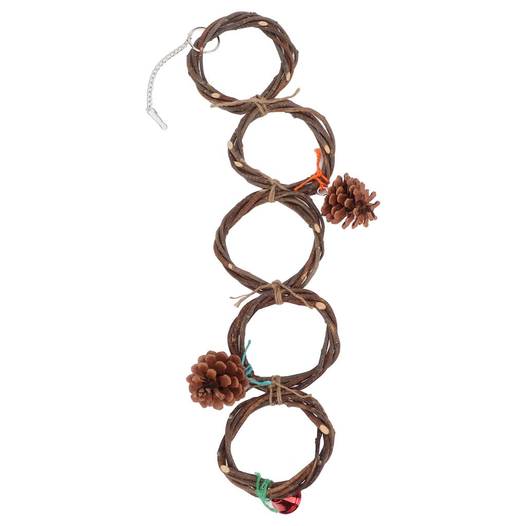 Parrot Ring Toy Safe Hand Knitted Hangable Bird Ring Swing Toy with Hook for Birds Parrots5 Rings