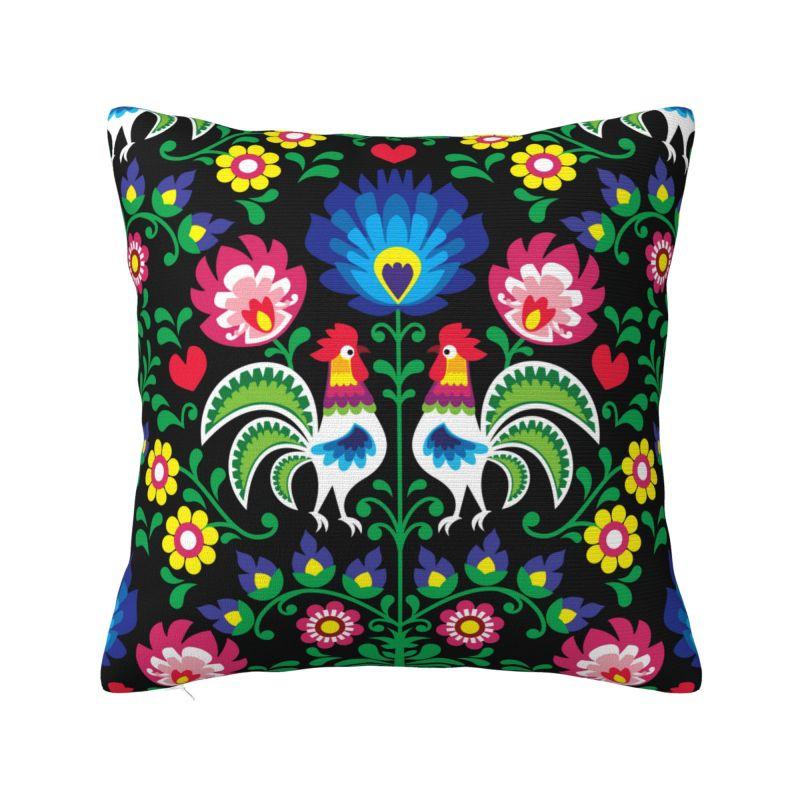 Poland Folk Floral Throw Pillow Case cm Decorative Polish Floral Art Cushion Cover Soft Polyester Pillowcase 30x30cm
