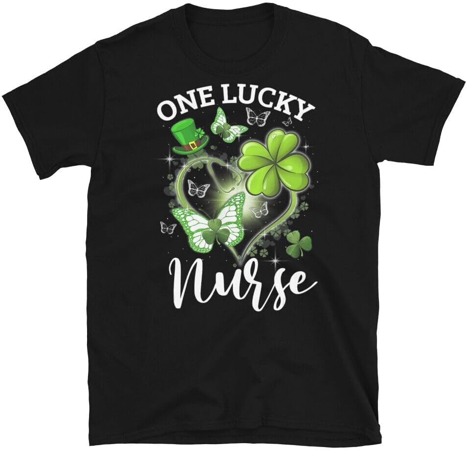 St. Patrick s Day One Lucky Nurse Butter Unisex Men T Shirt 3XL чёрный
