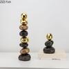 Simulated Stone Stacking Statue Desk Decoration Creative Gold-plated Stone Sculpture Resin Crafts Ornaments Room Aesthetic Decor