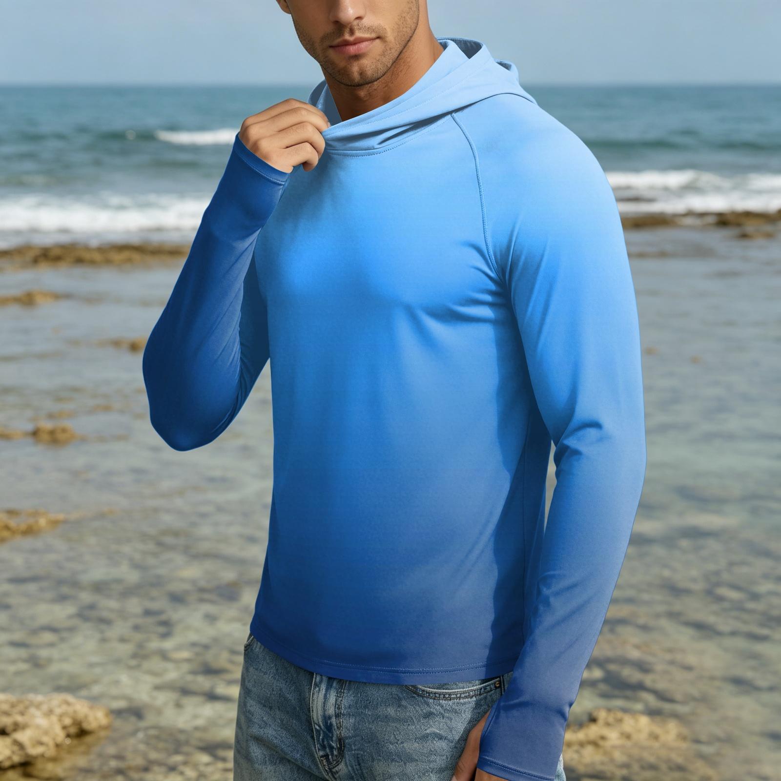 

Men s UPF50+ Sun Protection Hoodie Lightweight Quick Dry Long Sleeve Hooded Shirt for Outdoor Activities L