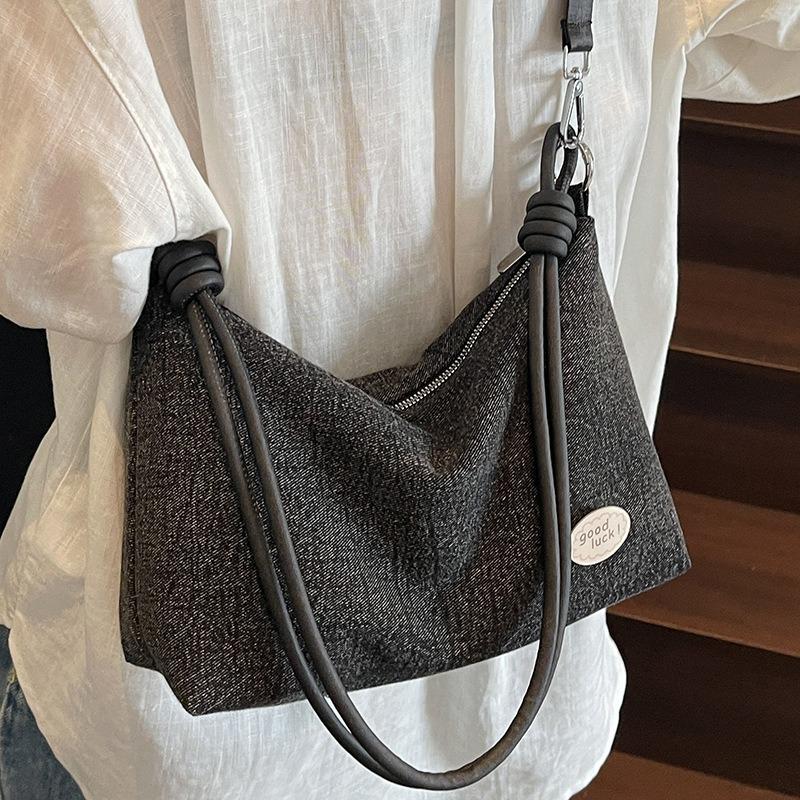 Denim Bag Women's Large-capacity Autumn New Fashionable Casual Messenger Bag One Shoulder Underarm Dumpling Bag