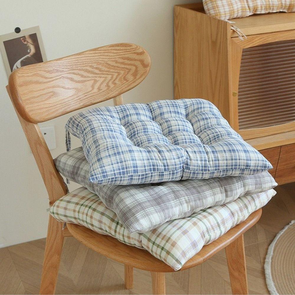 4cm Thickness Seat Cushion Grid Stripes Pattern Sofa Cushion Breathable Stool Cushion Home Office