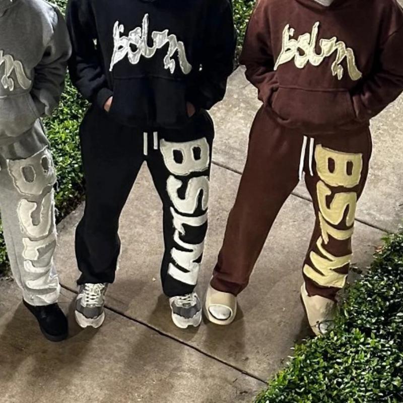 European and American Autumn and Winter Personalized Street Hip-hop Letter Embroidery Fashionable Casual Pants for Men and Women