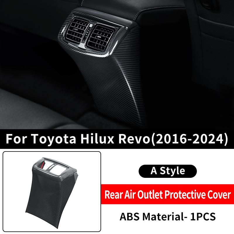 For 2016-2024 Toyota Hilux Revo Pickup Truck Rear Air Vent Outlet Panel Carbon Fiber Texture Anti-Kick Interior Trim Accessories 2016-2024 hilux