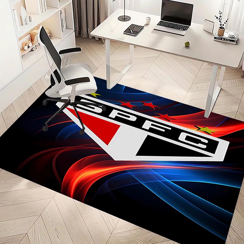 1pc São Paulo FC Logo Print Area Rug - Soft, Washable Non-Slip Indoor Mat, Living Room, Home Office Decorative Rug,Office Decorative