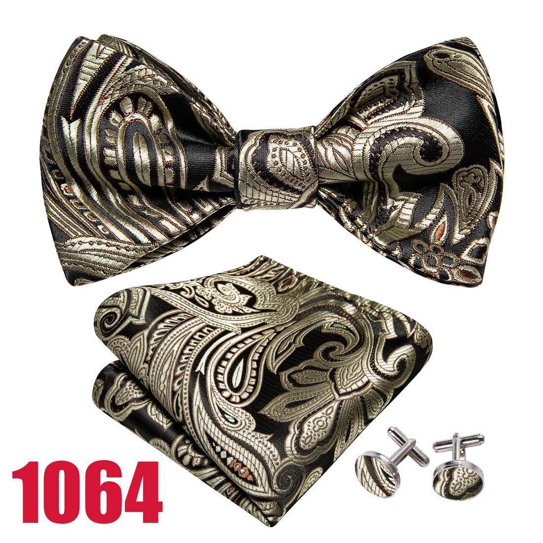 

Barry.Wang Mens Bowties Тканий шовк Пейслі Самостійна краватка Боуті Ханкі Запонки Весілля Офіційний Крават LH-1064