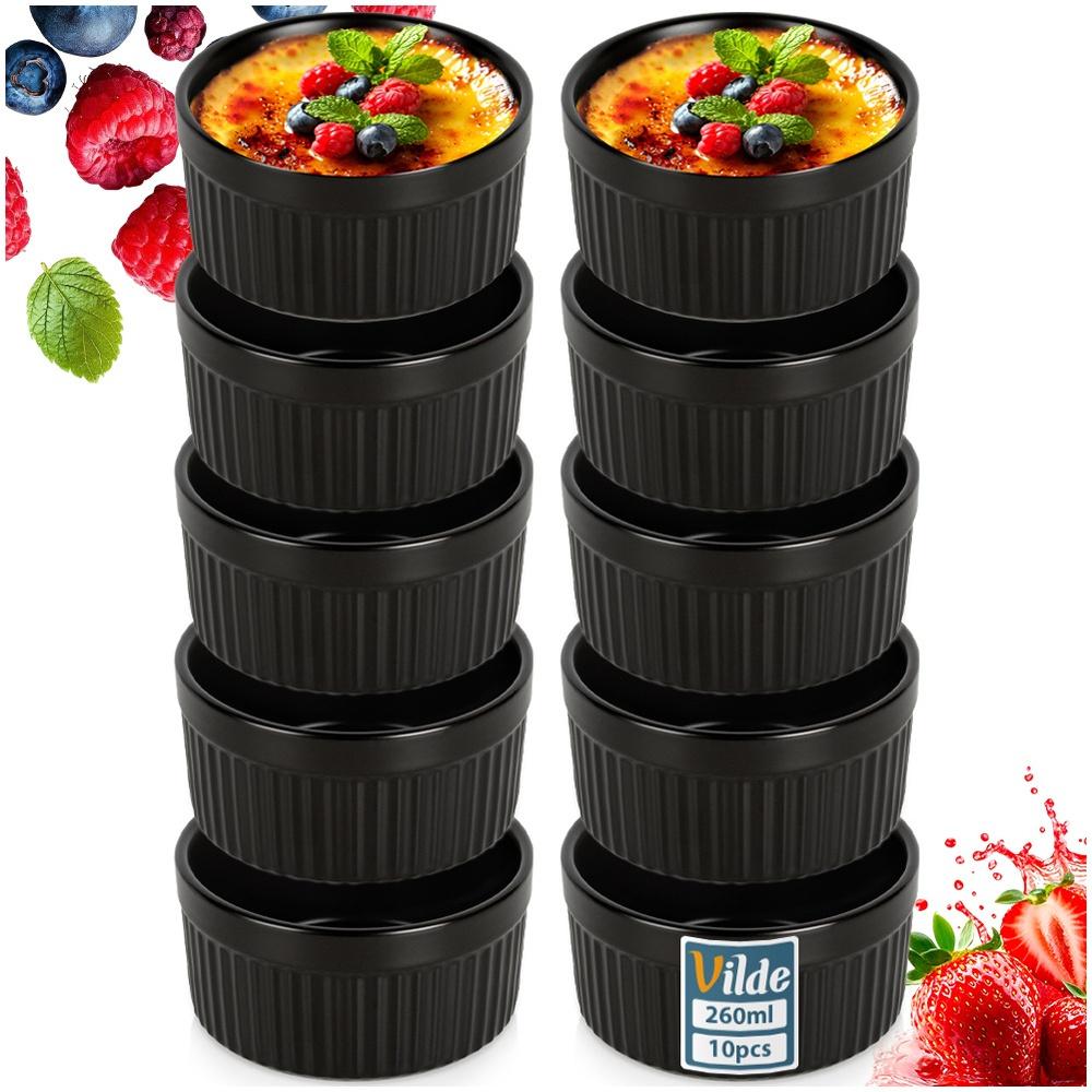 Black Porcelain Baking Bowls 260 Ml 10 Pcs.