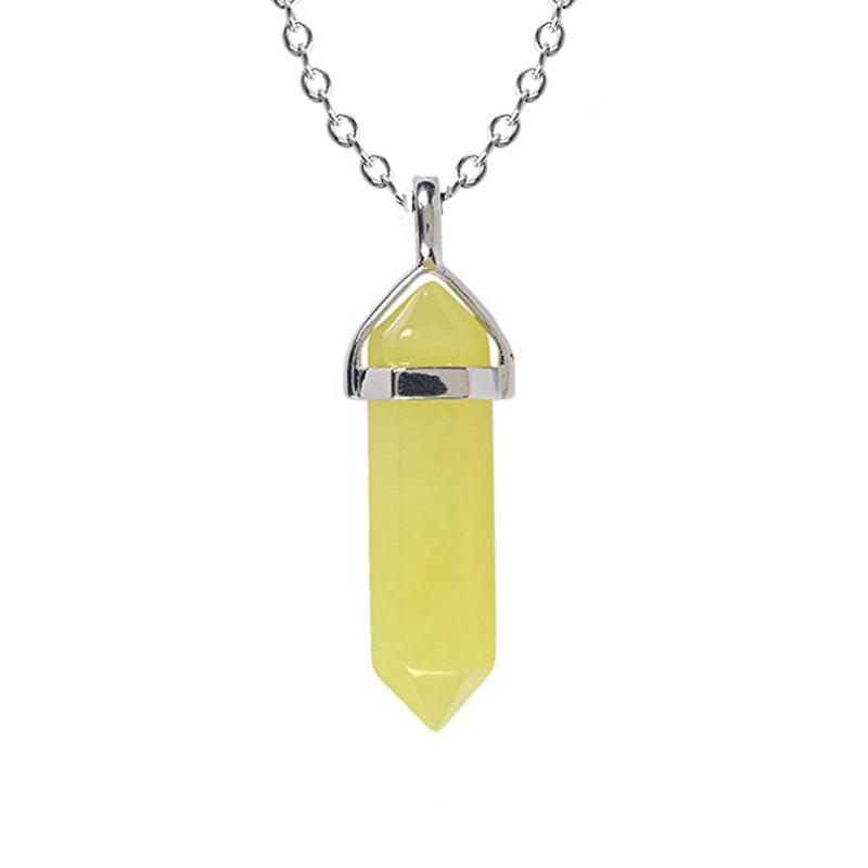 Collar Colgante Hexagonal de Cristal de Piedra Natural - Joyería de Cadena para Clavícula Multicolor