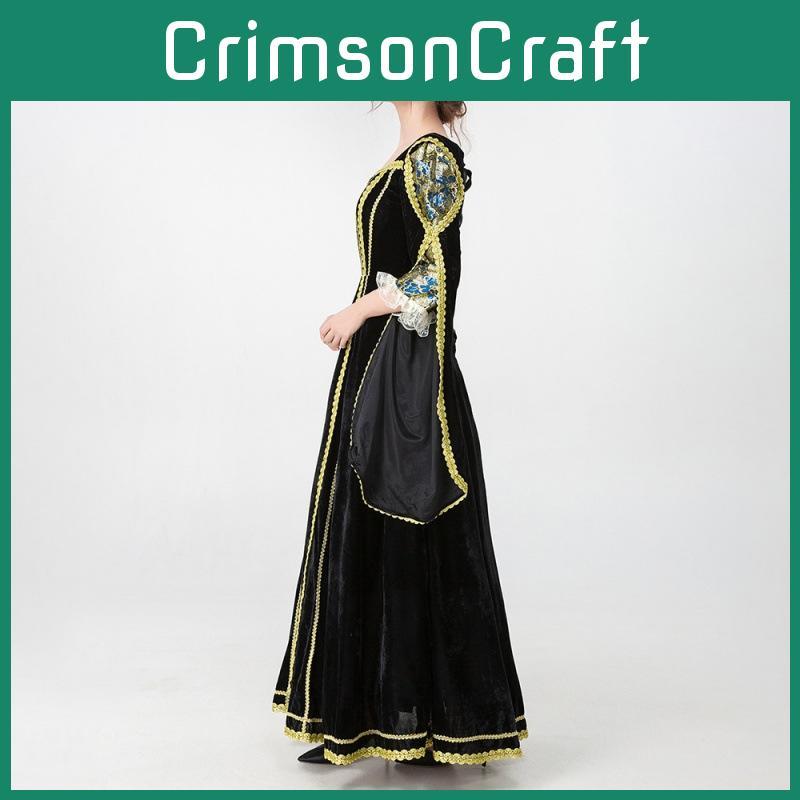 Elegant Black Retro Queen Cloak Costume For Halloween Adult Cosplay And Roleplay