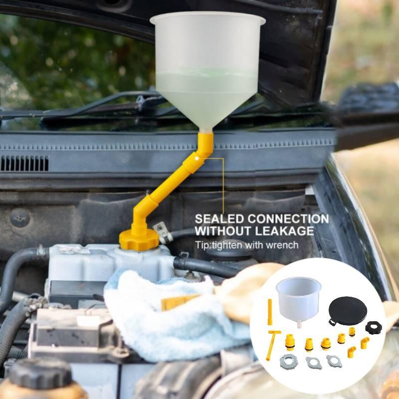 Free Spill Funnel With Accessory Kit Radiator Cooling Coolant Filling Tool Car