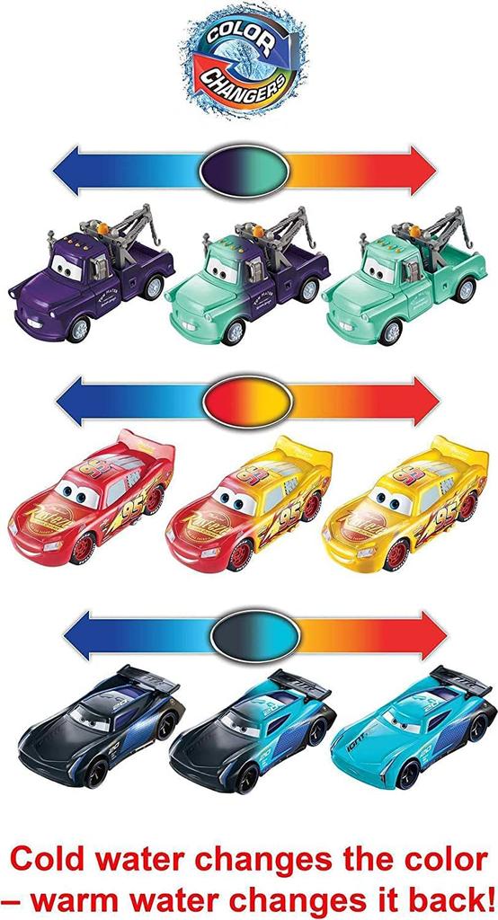 Disney Pixar Cars Color Changers Lightning McQueen, Mater & Jackson Storm 3-Pack [Parallel Import]