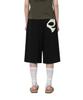 PEACE MAKER Pce Applique Deep Tuck Bermuda Sweat Shorts (Black)