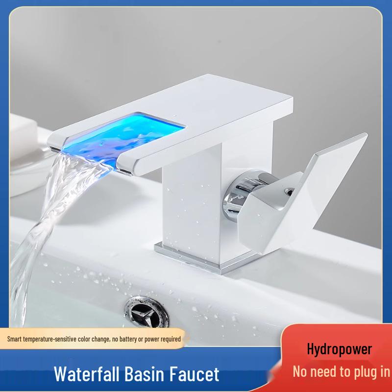 LED Waterfall Bathroom Sink Faucet with