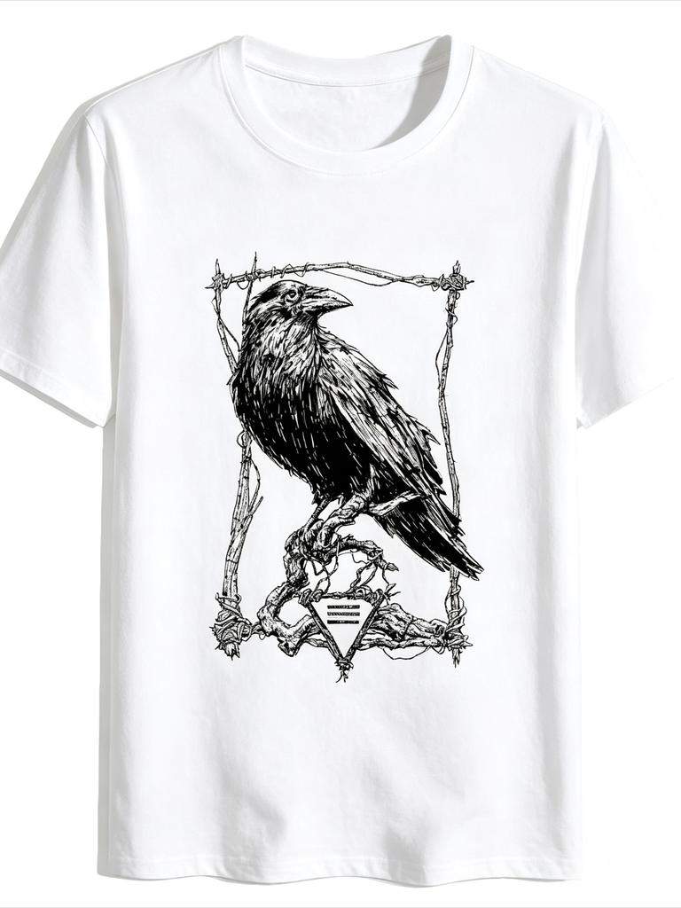 Unisexs Black Crow Branch Graphic TShirt Stylish Summer Casual Tee With Intricate Raven Design Soft Fabric Round Neck