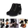 Elegant Women High Heels Lace Up Ankle Boots With Zipper And Buckle Platform