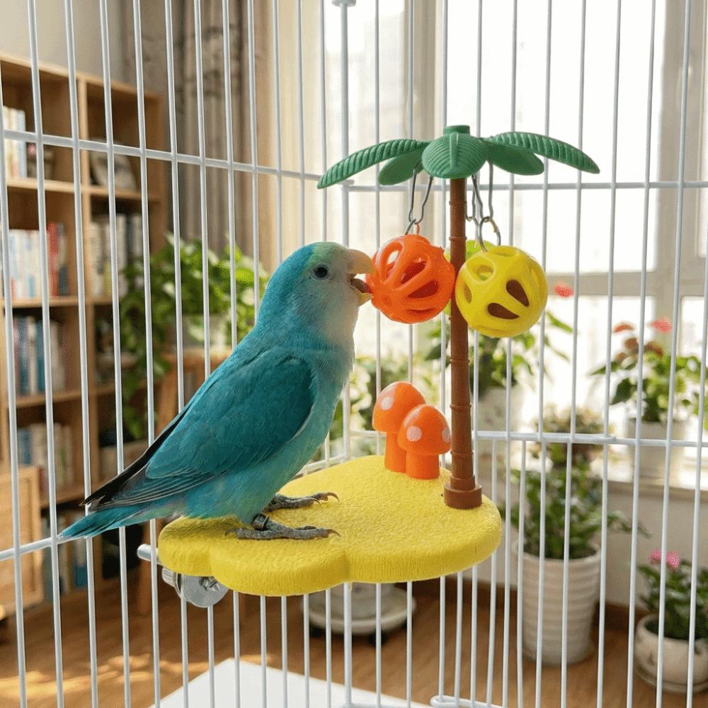Coconut-shaped Bird Perch Stand Wear Resistant Detachable Parrot Play Stands Cartoon Funny Paw Grinding Sticks