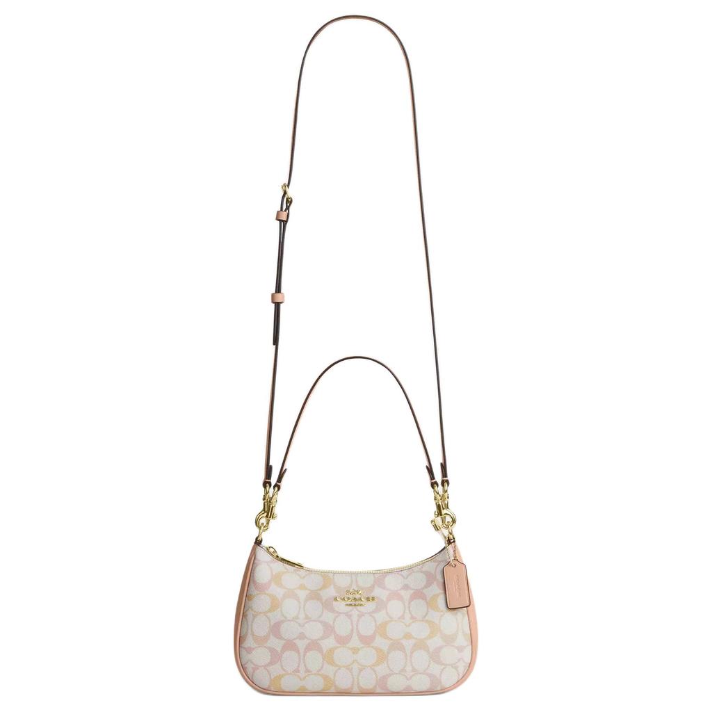 Coach Teri 24 Allover Print Zip Closure Design Coated Canvas And Leather Shoulder Bag Medium Women shoulder bag Pink CDZ05-IMM8C