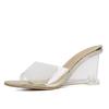 Summer New Fashion High-heeled Slippers Women's Transparent Wedge Heel Shoes One-word Wear Cool Slippers Tide