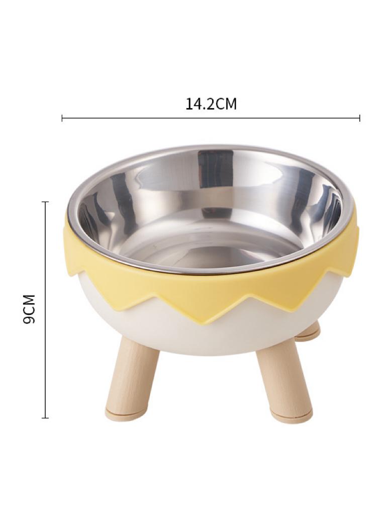 

1pc pet stainless steel bowl anti slip large capacity eggshell dog bowl cat high footed bowl neck protection pet bowl anti knock жёлтый