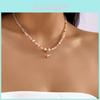 Collier Cœur Perle Avec Pendentif Géométrique Cristal Pour Femmes Et Hommes