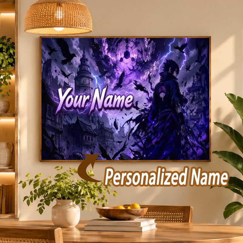Sasuke Uchiha Custom Name Diamond Painting Personalized 5D Full Drill DIY Diamond Art Home Decor