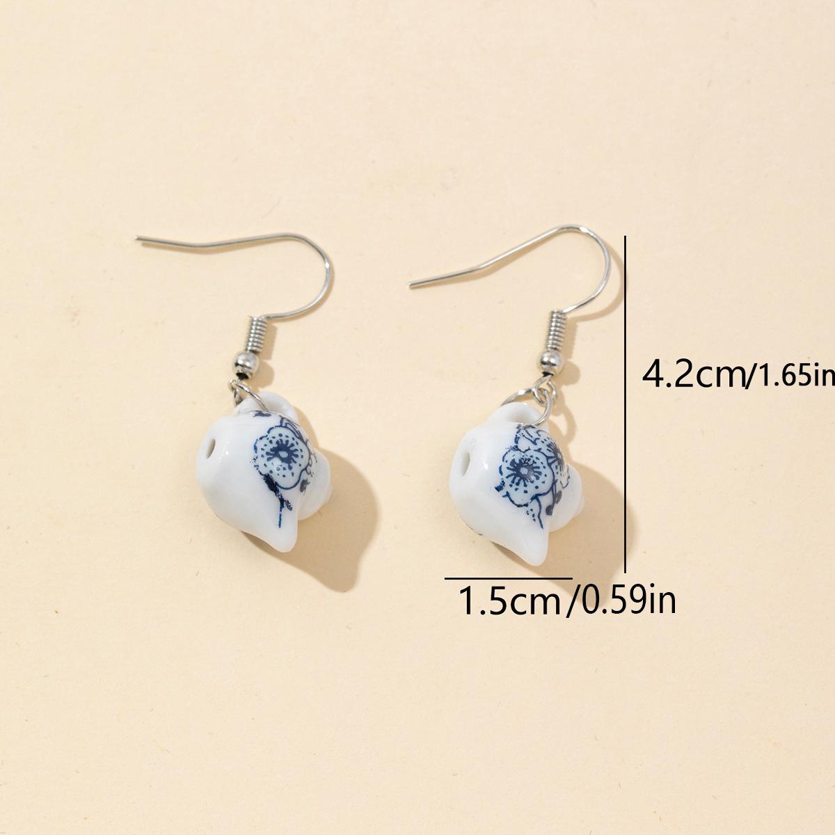 

Расписанные вручную серьги в виде ретро китайского керамического чайника