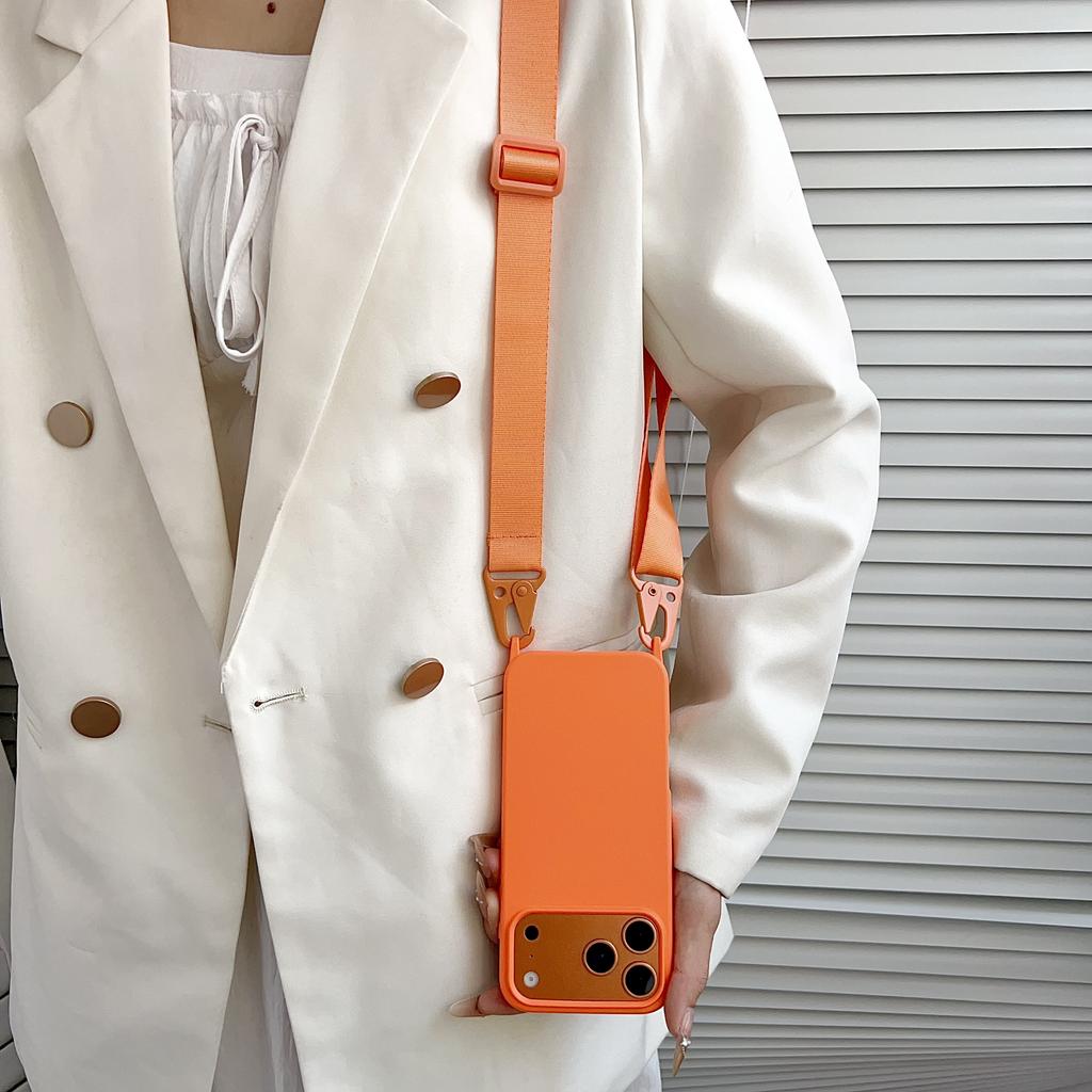 Crossbody Lanyard Matte Silicone Soft Case For iPhone 17 Pro Max 16 12 11 15 Pro 13 14 Plus Necklace Strap Shockproof Cover