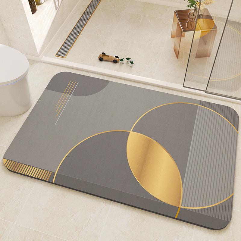 Geometric Diatom Mud Bathroom Mat - Dirt & Wear Resistant, Easy-to-Clean, In Stock