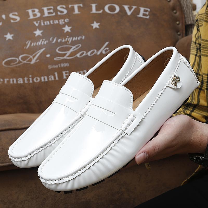 Fashion New Stylish Mens PU Leather Loafers Non Slip Walking Flats Breathable Outdoor Slip On Casual Shoes Male Office Driving Moccasins