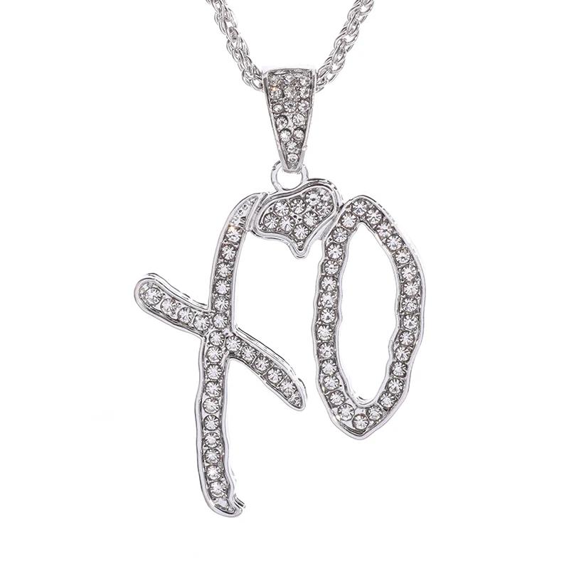 High Quality Hip Hop Cubic Zirconia Xo Letter Pendant Earrings Necklace Set for Men and Women Fashion Trend Jewelry