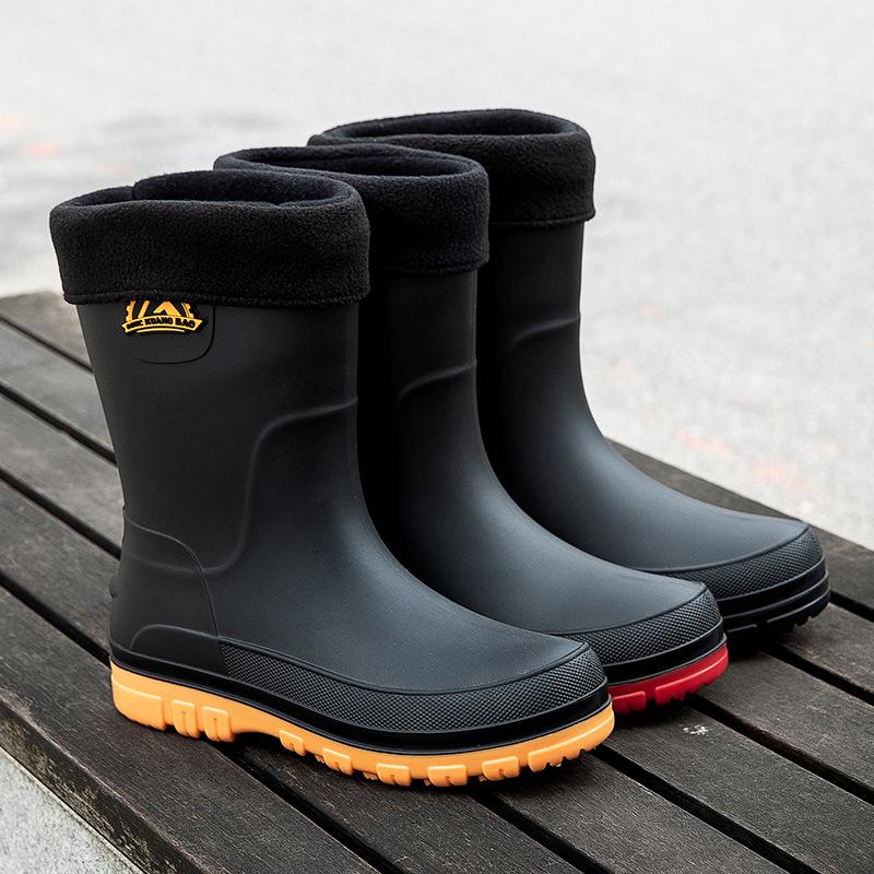 Men's Waterproof Mid-Calf Non-Slip Rain Boots: Korean Style Fashion Rubber Slip-On