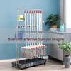 Stainless Steel Floor-Standing Mop Rack with Draining Shelf and Free Shipping