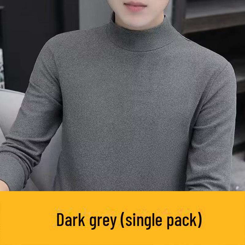 Men's Double-Sided Flannel Long-Sleeve Mid-Collar T-Shirt - Warm Winter/Spring Top (2022)
