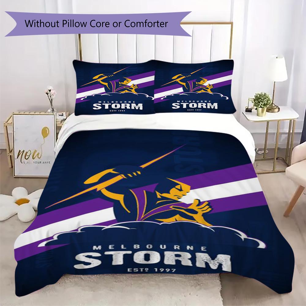 Melbourne Storm Print Pattern Bedding,Quilt Set Quilt Cover Pillowcase Home Birthday Gift (1*duvet Cover+2*pillowcase,without core)ZSJT0917326