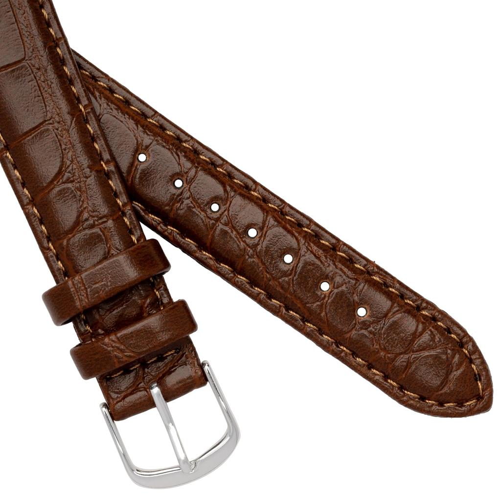 [Clefer] Uhrenarmband 12mm Leder Synthetisches Leder Geprägtes Krokodilarmband Einfach zu bedienen Werkzeug enthalten Braun L-11 BL-PE031-12 PU-Leder