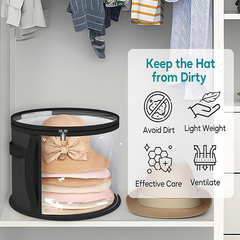 Portable Hat Storage Bucket Clothing Hat Travel Organizer Versatile Foldable Round Brim Bag For Store Clothes, Scarves, Bags